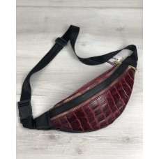 Женская сумка Бананка на два отделения красный крокодил Welassie 60903