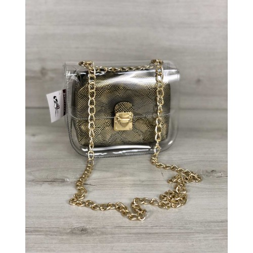 2в1 Молодежная сумка Селена силиконовая с косметичкой золото Welassie 56907