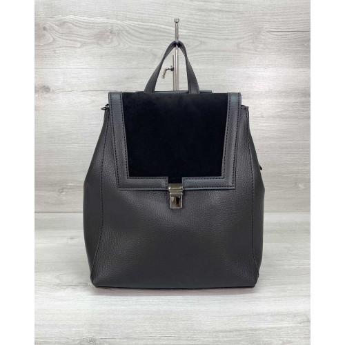 Сумка рюкзак «Луї» з замшем чорний Welassie 46424