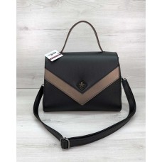 Женская сумка Бетти черная с бронзой Welassie 57702