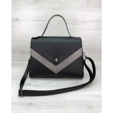 Женская сумка Бетти черная с серебром Welassie 57703