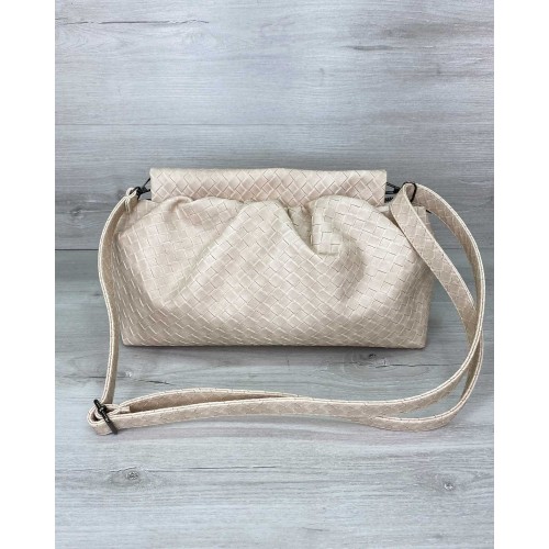 Жіноча сумка «Vivian» бежева плетені Welassie 63319