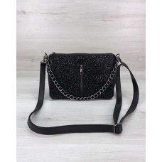 Стильна сумка-клатч Tina зі вставкою чорний блиск Welassie 57803