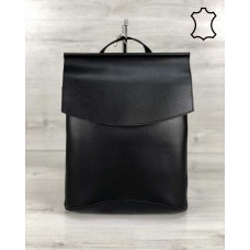 Шкіряна сумка рюкзак молодіжний чорного кольору Welassie K4426