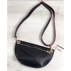 Женская сумка сумка на пояс- клатч Нана черного с красным цвета Welassie 61006