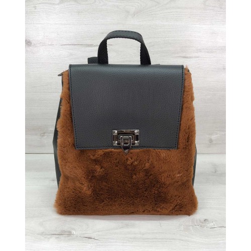 Жіночий рюкзак «Фабі» з рудим хутром Welassie T4001