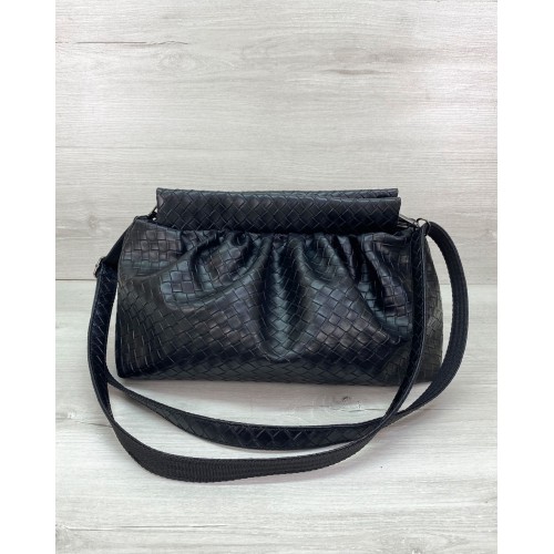 Жіноча сумка «Vivian» чорна плетена Welassie 63314