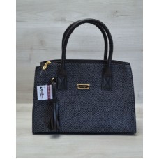 Молодіжна жіноча сумка Welassie Пензлик сіра змія з гладким чорним 52013