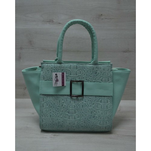 Молодежная женская сумка Welassie Ремень ментоловый крокодил с ментоловым гладким 52903