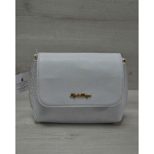 Маленький універсальний жіночий клатч Welassie рептилія біла з білим гладким 60506