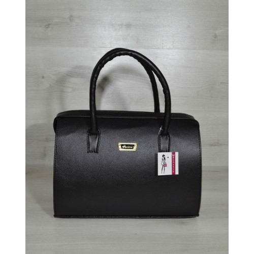 Жіноча сумка Welassie Саквояж чорний гладкий 31129