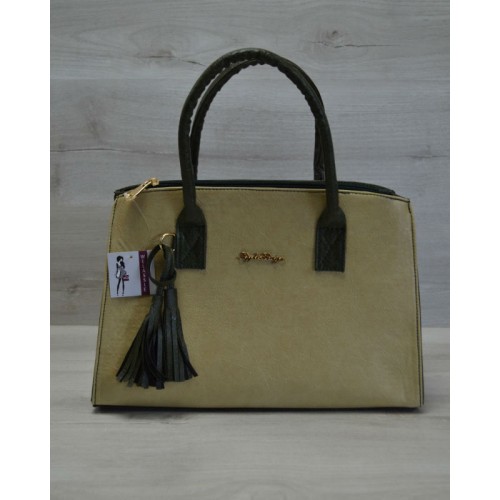 Молодежная женская сумка Welassie Кисточка оливковый гладкий 52021