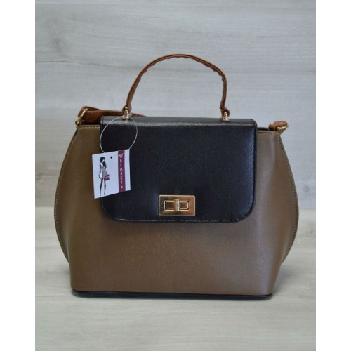 Молодежная женская сумка-клатч Welassie кофейный гладкий 61405