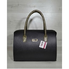 Жіноча сумка Welassie чорний Саквояж з золотими ручками 31128