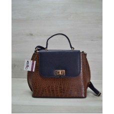 Молодіжна жіноча сумка-клатч Welassie рудий крокодил з синім гладким 61401