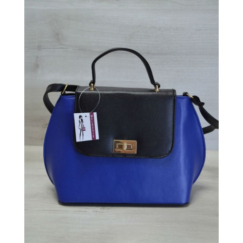 Молодежная женская сумка-клатч Welassie электрик гладкий с черным гладким 61403 Welassie 61403