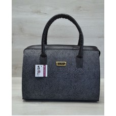 Каркасна жіноча сумка Welassie Саквояж сіра змія з чорними ручками 31111