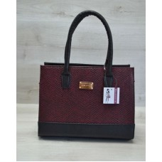 Каркасна жіноча сумка Welassie бордова змія з гладким чорним 31208