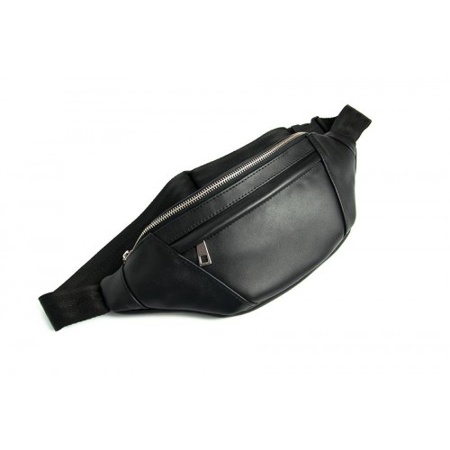 Сумка на пояс Wellbags Waist Bag leather black wb015 чорна