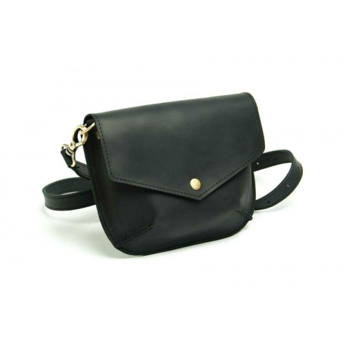 Женская кожаная сумка Wellbags Flapbag little black черная