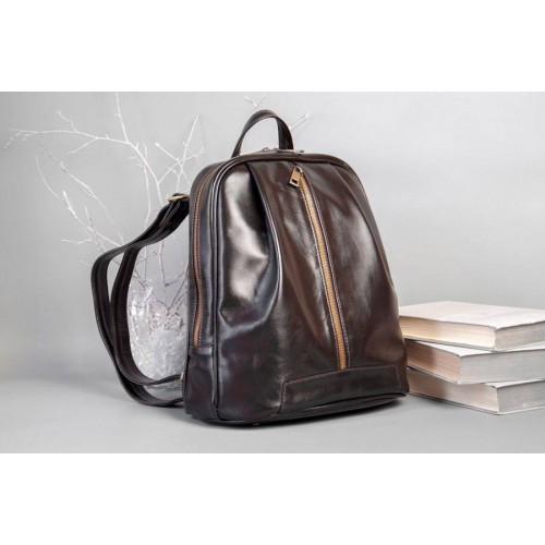 Сумка-рюкзак WELLBAGS Monik Leather Backpack brown w062.7 темно-коричнева