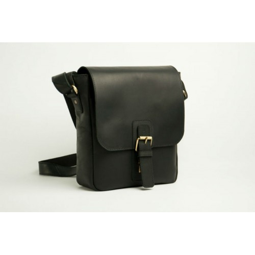 Мужская кожаная сумка Wellbags Messenger Arcturus Black W054.2 черная