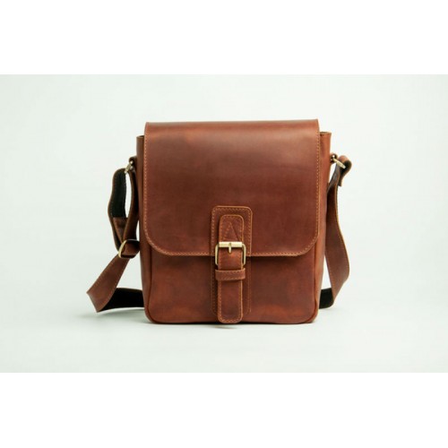 Мужская кожаная сумка Wellbags Messenger Arcturus Ocher W054.1 темно-рыжая