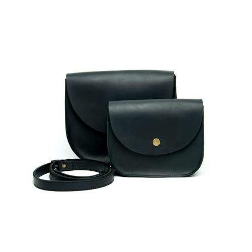Женская кожаная сумка Wellbags Saddle black mini W008.3M черная