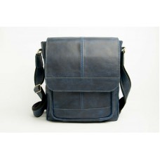 Чоловіча шкіряна сумка Wellbags Large Messenger Getus blue W058.2 синя