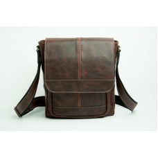 Мужская кожаная сумка Wellbags Large Messenger Getus brown W058 коричневая