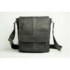 Мужская кожаная сумка Wellbags Large Messenger Getus gray W058.1 серая