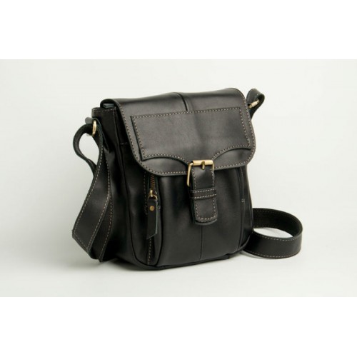 Мужская кожаная сумка Wellbags Messenger Alnair mini black W057.4 черная