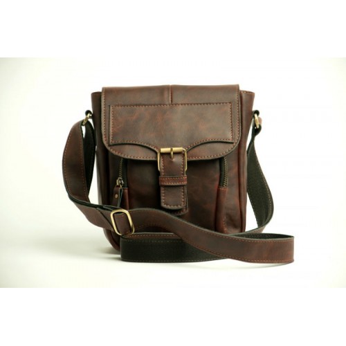 Чоловіча шкіряна сумка Wellbags Messenger Alnair mini brown W057 коричнева