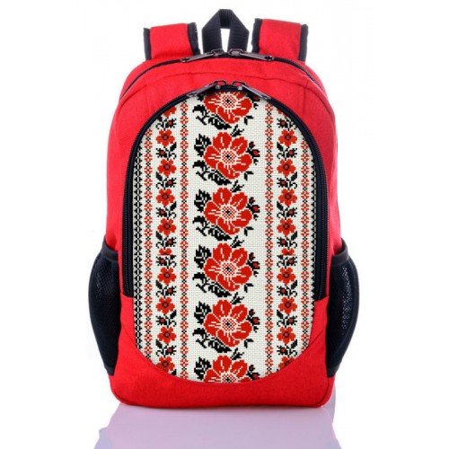 Рюкзак міський XYZ New Design РГ18302 Орнамент Квіти червоний