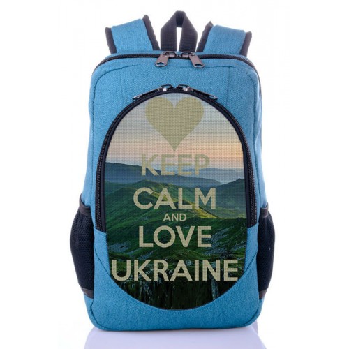 Рюкзак міський XYZ New Design РГ18202 Люблю Україну бірюза