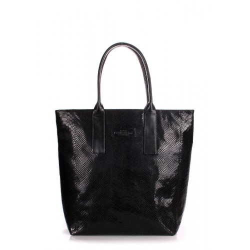 Женская кожаная сумка POOLPARTY adore-snake-black питон черная