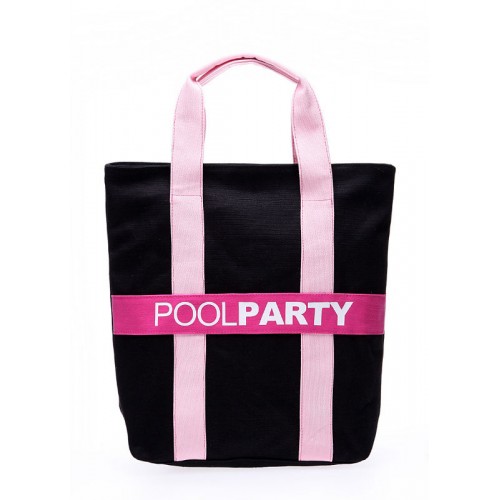 Сумка POOLPARTY 82 черная с розовым