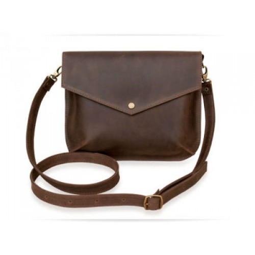 Женский кожаный клатч Wellbags Flapbag mini brown W014 коричневый