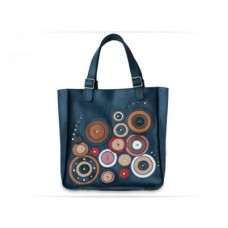 Жіноча шкіряна сумка Wellbags Shopper blue Applique w050 синя