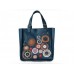 Женская кожаная сумка Wellbags Shopper blue Applique w050 синяя