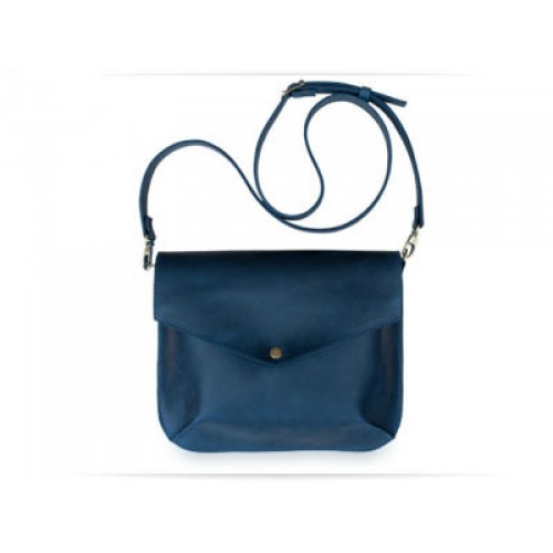 Жіночий шкіряний клатч Wellbags Flapbag mini blue W014.3 темно-синій