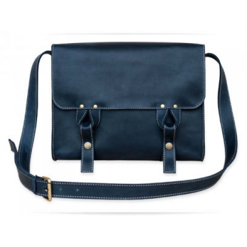 Шкіряна сумка Wellbags Satchel bag blue W020.1 синя