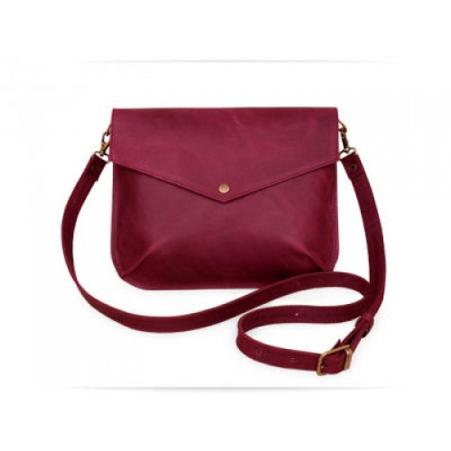 Женский кожаный клатч Wellbags Flapbag mini vinous W014.6 бордовый