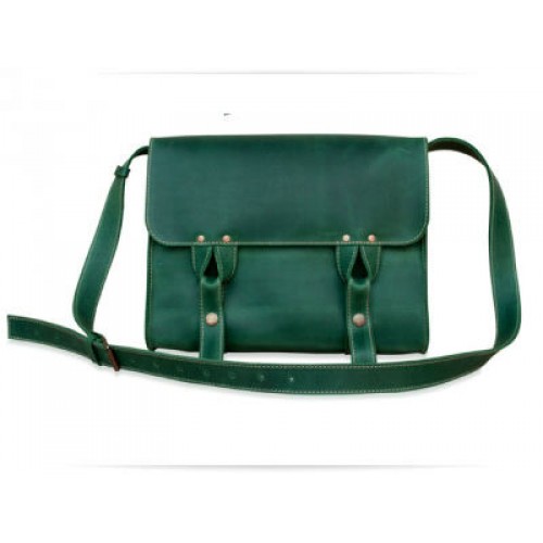 Кожаная сумка Wellbags Satchel bag green W020.2 зеленая