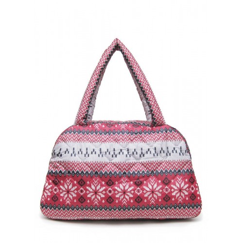 Сумка-саквояж POOLPARTY с северным орнаментом ns2-nordic красная
