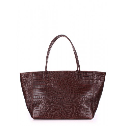 Женская кожаная сумка POOLPARTY desire-caiman-brown коричневая