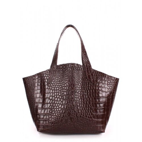 Жіноча шкіряна сумка POOLPARTY fiore-caiman-brown коричнева