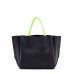 Женская кожаная сумка POOLPARTY limited-soho-black-green черная