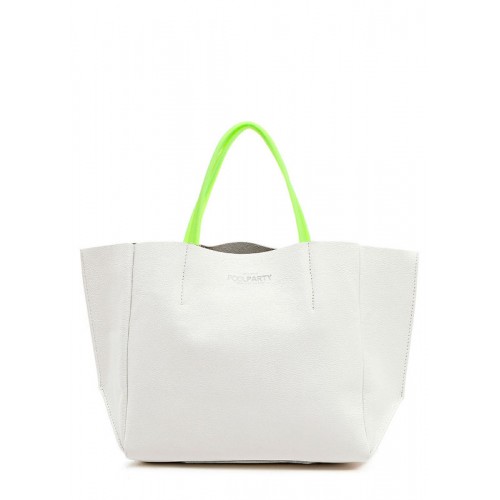 Женская кожаная сумка POOLPARTY limited-soho-white-green белая