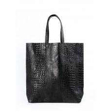Женская кожаная сумка POOLPARTY leather-city-croco-black черная